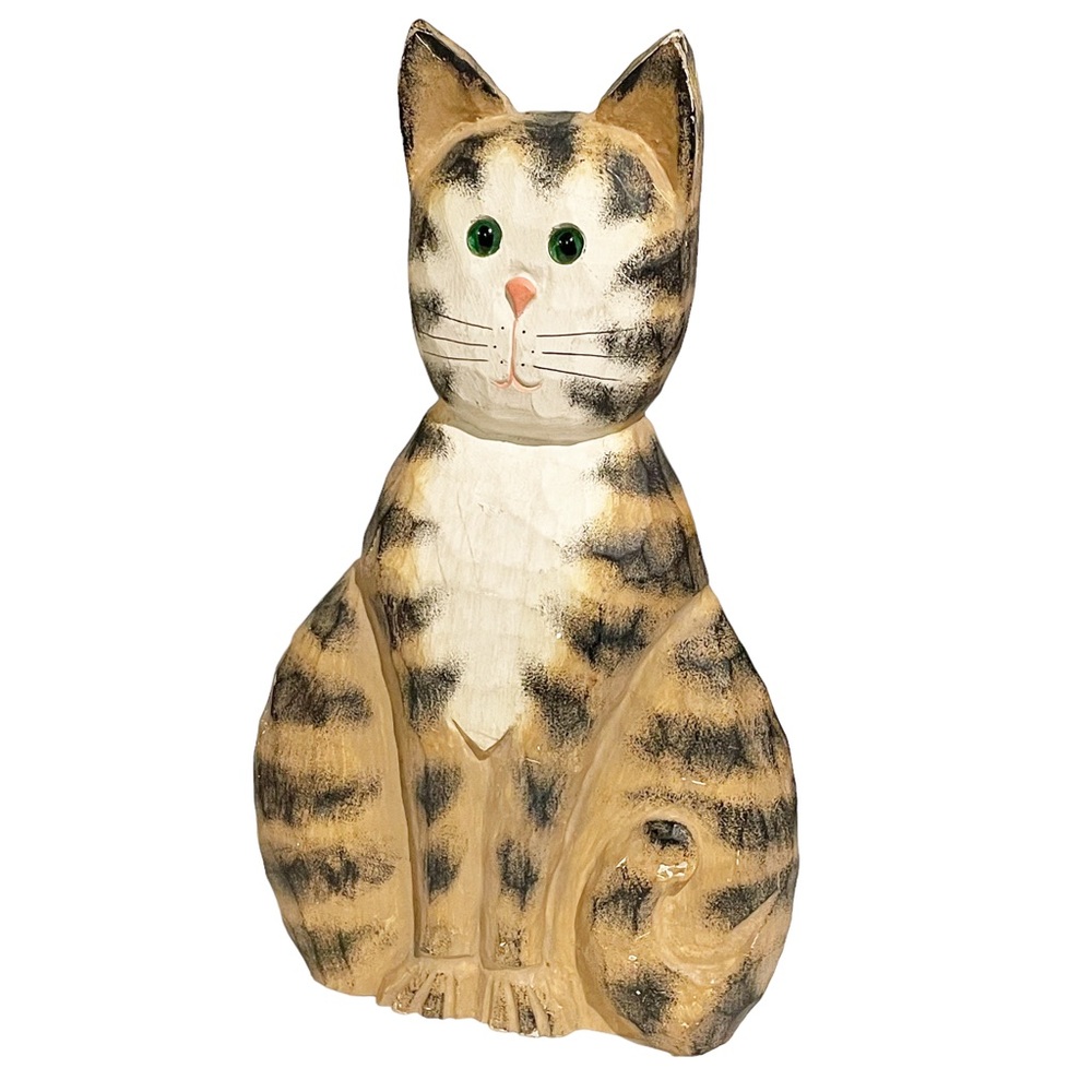 Large Wood Cat Sculpture The Boyds Collection James Haddan Signed Home Decor